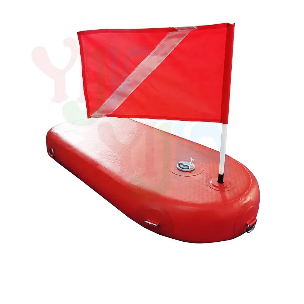 Customized Heavy Duty Showy Marine Buoy Pvc Drop Stitch Fabric Red Inflatable Rescue Spearfishing Float Buoy Dive Platform