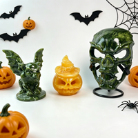 Masque fantôme et statue de gargoyle lumineux en forme de citrouille d'Halloween, grande taille, nouveau design, pour décoration et cadeaux d'Halloween (vente en gros)