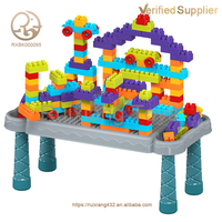 Ensemble de table de jeu de blocs de construction à granulés jouets 88 pièces table en plastique avec grande roue rotative pour le jeu et l'apprentissage des enfants