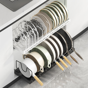 ชั้นวางอุปกรณ์ครัวแบบดึงออกได้ Sea Shark Kitchen ทำจากเหล็กกล้าคาร์บอน ขยายได้ ใช้จัดเก็บในตู้ลิ้นชัก 1 ชั้น - Product Image 2