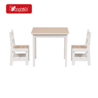 Table pour enfants blanche au design moderne avec 2 chaises en bois W08G439 pour le salon