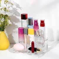 Support d'affichage personnalisable en acrylique écologique à deux niveaux pour cosmétiques et figurines