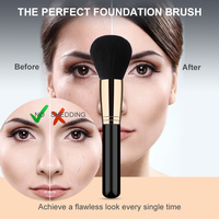 HMU-brosse de maquillage professionnelle, 15 pièces, échantillon gratuit, noir, Rose, or, cheveux synthétiques noirs, Vegan, pinceaux de maquillage personnalisés