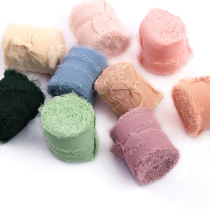 Ruban en coton brun à bords effilochés, vente en gros, ruban en coton 100 % naturel personnalisé pour fleurs et emballages cadeaux - Product Image 1
