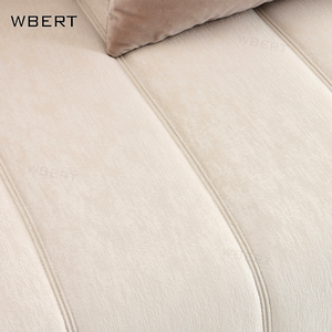 Canapé linéaire moderne et décontracté WBERT pour salon, multi-personnes, avec tissu blanc crème et base en acier inoxydable, meubles de maison - Product Image 4