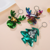 Porte-clés réversibles en sequins scintillants de dessin animé flamant rose pour décorations de sacs