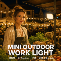 Mini lampe de travail pour le camping en plein air, rechargeable par USB C, lanterne magnétique, cinq modes, IP63, lampe d'urgence pour la réparation de véhicules