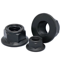 Mur baut segi enam logam penuh dengan flensa, tipe torsi, baja M5-M20, dilapisi seng/hitam, DIN 6927, ukuran 8/10.