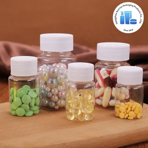 Flacon cylindrique en <span class=keywords><strong>plastique</strong></span> PET de 20 ml à large ouverture pour cosmétiques et pilules, avec couvercle blanc - Product Image 1