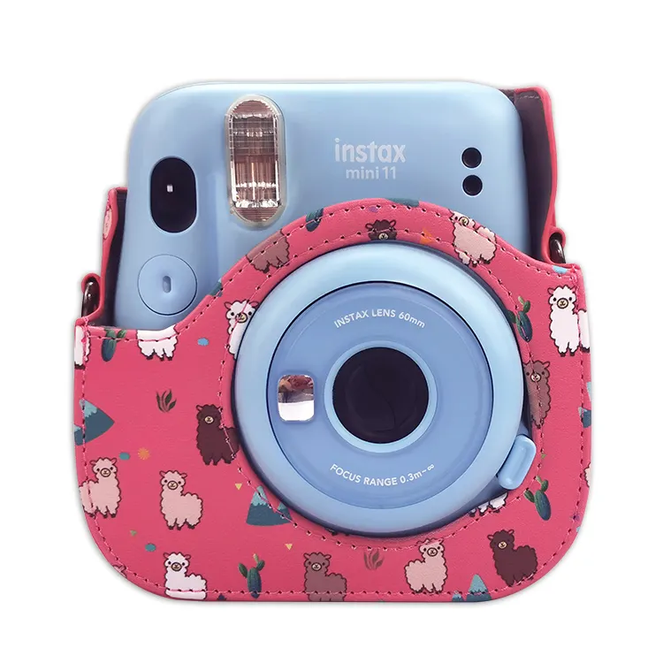 Ecofriendly Retro Lederen Tas Voor Fujifilm Instax Mini11/8/9 Instant Camera Schattige Schapenpatroon Met Schouderriem