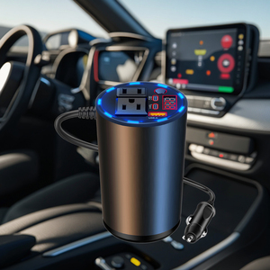 12-24V xe biến tần chuyển đổi 220V sạc nhanh 3 USB Loại C Cổng di động ô tô Sạc màn hình hiển thị cho thuốc lá - Product Image 1