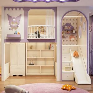 Letto <span class=keywords><strong>a</strong></span> <span class=keywords><strong>Soppalco</strong></span> in Legno Comodo con Scivolo e Scale con Vano Contenitore, Nuovo Design per Camere da Letto di Bambini, Scuole e Hotel - Product Image 4