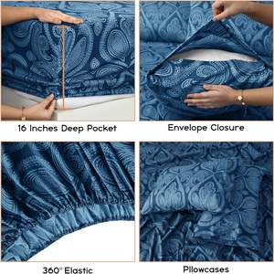 होटल शैली 6-पीसी कूलिंग बेड सेट किंग आकार बिस्तर शीट सेट नरम लुभावनी माइक्रोफाइबर शीट पैली बिस्तर शीट - Product Image 4