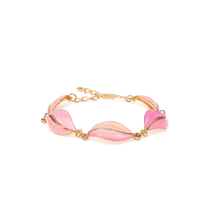 Pulsera de Moda con Diseño de Hoja Rosa, Chapada en Oro, Acero Inoxidable 316L, Sostenible y Resistente, Joyería con Patrón Vegetal - Product Image 2