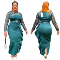 Robes de soirée longues taille haute à col rond pour femmes grandes tailles, richement ornées de strass et de paillettes, pour l'exportation AliExpress