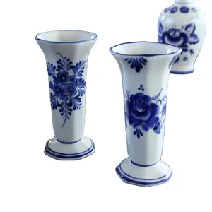 复古 Delft 蓝色荷兰手工制作小 4 5/8 瓷芽花瓶