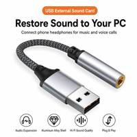 Adaptateur de carte son externe USB vers 3,5 mm, DAC HIFI, prise audio pour ordinateur portable, ordinateur, dongle auxiliaire pour casque, microphone, haut-parleur