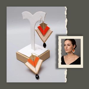 Boucles d'oreilles pendantes bohèmes personnalisées uniques plaquées or 24 carats, commande en gros disponible - Product Image 3