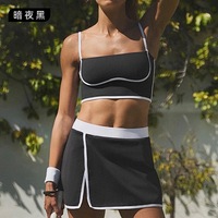 Ensemble de sport pour femme : débardeur color block à séchage rapide, soutien-gorge antichoc intégré, tenue de yoga très extensible pour l'été et l'entraînement