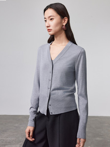Đầu Mùa Thu Mới đi lại v-Cổ Len Cardigan Grey Thời Trang Dệt Kim Áo Len Giản Dị Áo Khoác Của Phụ Nữ Áo Len Dệt Kim - Product Image 6