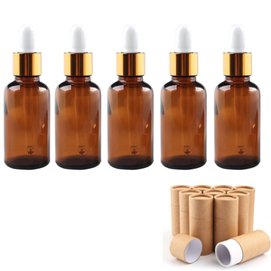Vente en gros de flacons compte-gouttes en verre ambré transparent pour huiles essentielles de 5 ml, 10 ml, 15 ml, 20 ml, 30 ml, 50 ml, 100 ml avec tube en papier - Product Image 1