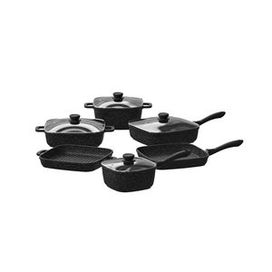 Poêle à frire carrée en aluminium moulé sous pression à induction avec peinture marbrée antiadhésive - Product Image 2