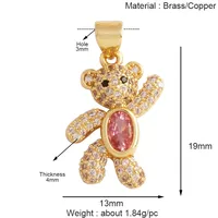 Pendentif à breloque mignon ours renard écureuil, collier animal en zircon cubique plaqué or 18 carats Bracelet bijoux accessoires approvisionnement K30