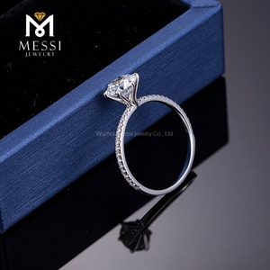 Bague de fiançailles Messi Gems MS-342 en diamant de laboratoire HPHT, or blanc 14K 18K, 1 carat, diamants naturels, pour femme - Product Image 2