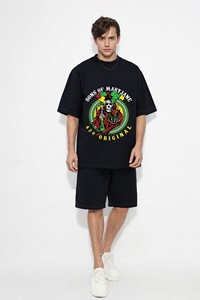 T-shirt noir à manches courtes pour homme 1804REPUBLIC avec imprimé géométrique Muscle Man, style streetwear, col rond, coupe classique - Product Image 5