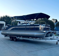 Bateau ponton avec moteur et remorque, bateau de pêche en aluminium de 27 pieds, 300 CV hors-bord, CE ISO, 8-15 personnes, sports nautiques