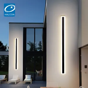Modern açık dış lineer şerit duvar ışık Ip65 su geçirmez 3000k sıcak beyaz bahçe aplik uzun Led duvar lambalar
