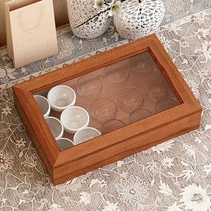 Wooden Desktop Organizer With Flip Lid Storage <b>Box</b> For Jewelry And Small Items Natural Wood Color - Product Image 2