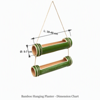 Support de plante en bambou vert fait main, pot suspendu écologique pour la décoration de la maison, logo personnalisé OEM, faible MOQ, jardinière suspendue en bambou