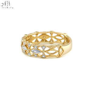 High Quality Vintage 18K Gold Handmade <b>Craft</b> Natural Diamond <b>Rings</b> for Women Antique Hollowed Braid Design Wedding Anniversary - Product Image 2
