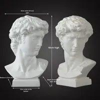 David Head Imitation Plâtre Lumineux Écologique Sculpture Faite À La Main Apollo Résine Ornement Figure Modèle Chambre Décoration Nordique