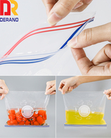 Sac et pochette de rangement en plastique givré écologique et durable avec fermeture éclair double, résistant à l'humidité, réutilisable, pour la conservation des aliments