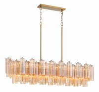 Lustre rectangulaire à plusieurs niveaux en verre ambré et métal, style Art Moderne de luxe, pour salle à manger, salon, villa, hôtel, et luminaires suspendus pour îlot.
