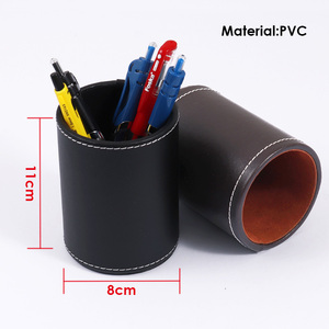 Porte-crayons rond à faible MOQ, organiseur de bureau, <span class=keywords><strong>pot</strong></span> à crayons en cuir PVC noir avec doublure en flanelle douce pour l'organisation du bureau - Product Image 3