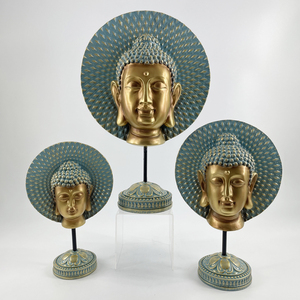 Polished Resin Buddha Head Sculpture Modern Zen Art For Indoor Spaces - Product Image 3