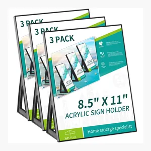 Slant Back Acrylic Sign Holder Stands for Display Plastic Flyer Paper Frame Clear Table Menu Sign Holder for Office Store