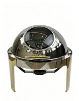 Recipiente para Calentar Comida Tipo Buffet de Acero Inoxidable Dorado con Ventana de Vidrio para Hotel, Banquete, Restaurante, Venta al por Mayor, Colores Personalizables