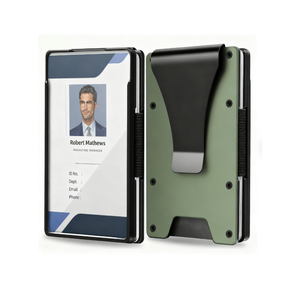 Lightweight RFID Blocking Metal Card Holder with Badge Window Slim Money <b>Clip</b> Wallet - Product Image 1