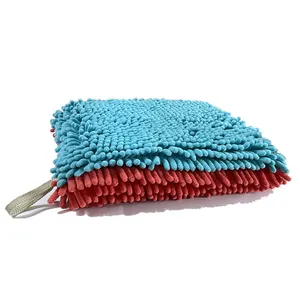 Entretien de la voiture 30*30 cm grande taille bleu et rouge microfibre chenille éponge mousse de nettoyage gommage détaillant tampon de lavage