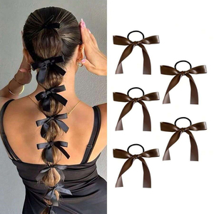 5 Pieces/Set Temperament Exquisite High Elasticity Multicolored Bowknot Hair Tie <b>Sweet</b> Vintage Women's Hair Ties Fashion Jewelry - Product Image 5