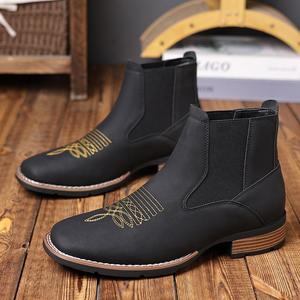 Bottes <span class=keywords><strong>Chelsea</strong></span> pour hommes en similicuir mi-mollet, style urbain, avec doublure en polyuréthane, tendance automne/hiver, décontractées, style britannique - Product Image 3