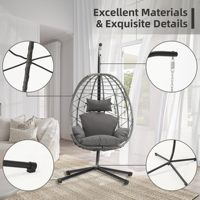 Patio rotin oeuf balançoire chaise avec support hamac coussin pliable extérieur corde suspendus jardin osier balançoires chaises