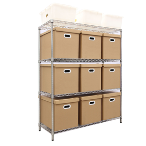 Có thể điều chỉnh 4-Layer <span class=keywords><strong>Chrome</strong></span> mạ dây thép Kệ Giá gấp kim loại lưới kệ cho nhà kho văn phòng lưu trữ - Product Image 2