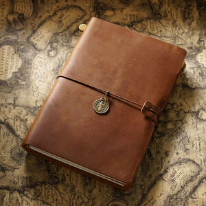 Blocco note da viaggio con Logo personalizzato A5 22x15.5cm in pelle pieno fiore rilegatura a spirale ricaricabile diario 550g stile Vintage regalo - Product Image 6