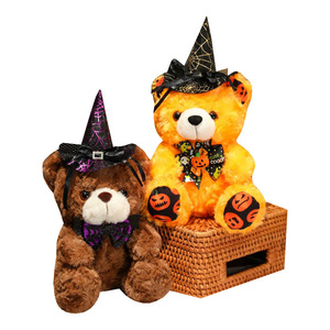 Halloween Witch Hat <strong>Teddy</strong> Bear Plush Toy <strong>Pumpkin</strong> Festival Decor Gift Halloween Bow Tie Stuffed Animal Cute Bear Plush Doll - Product Image 1