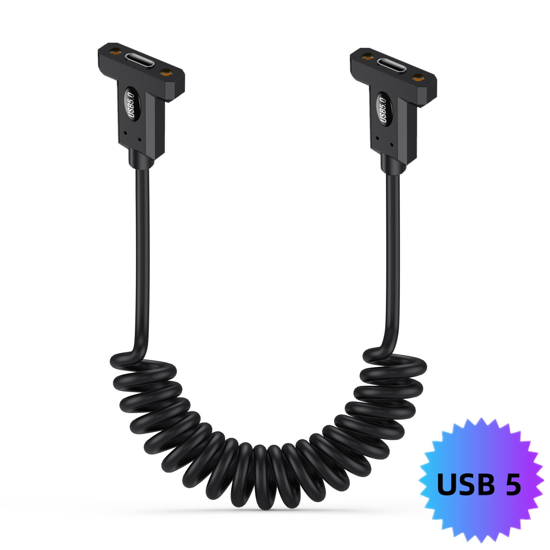 Connettore U5 a molla tipo C maschio con orecchio Nero